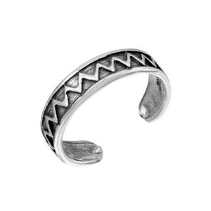 925 Sterling Silver Zigzag Oxidized Adjustable Toe Ring / Finger Ring