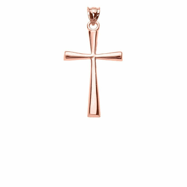 10K Solid Rose Gold Cross Pendant Necklace 16" 18" 20" 22"