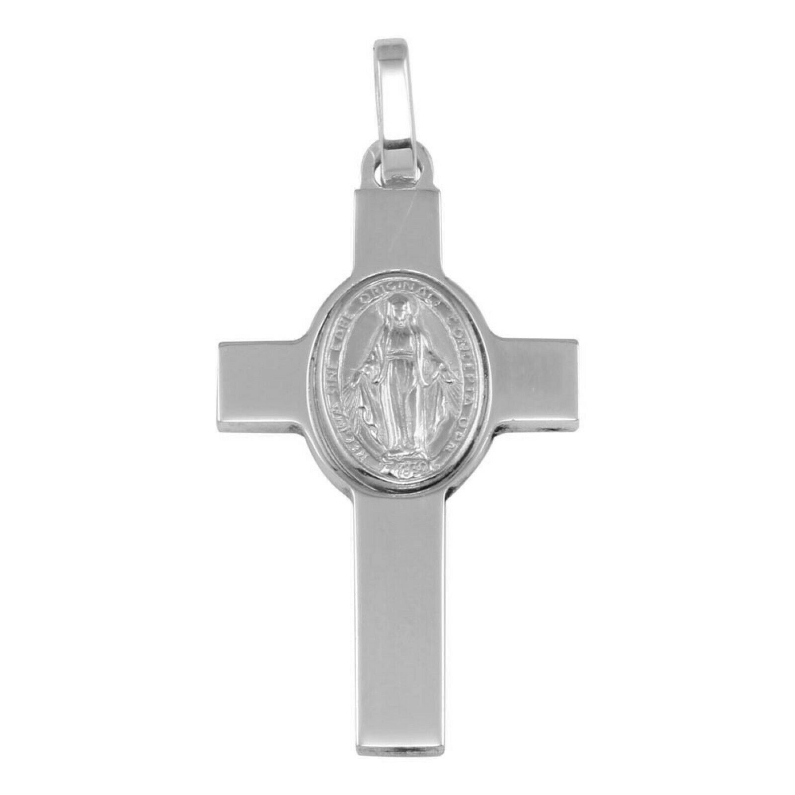 925 Sterling Silver Medallion Cross Pendant Necklace