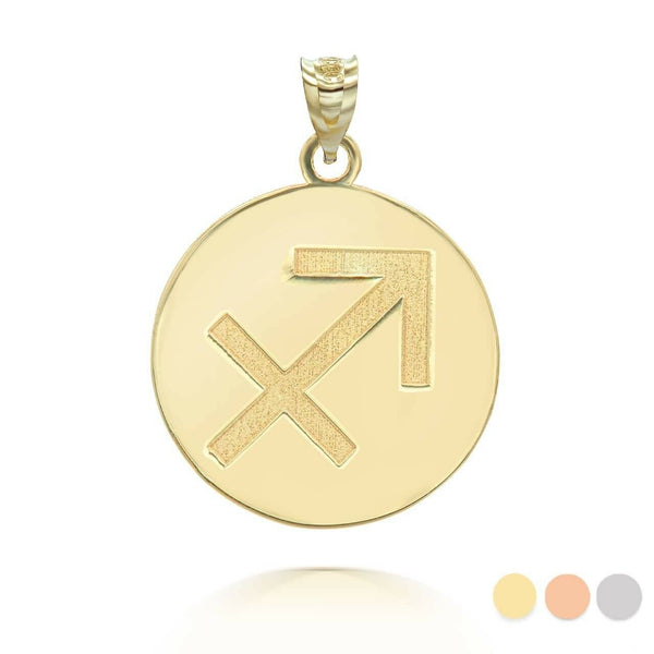 Personalized Name 10k 14k Solid Gold Zodiac Sign Sagittarius Pendant Necklace