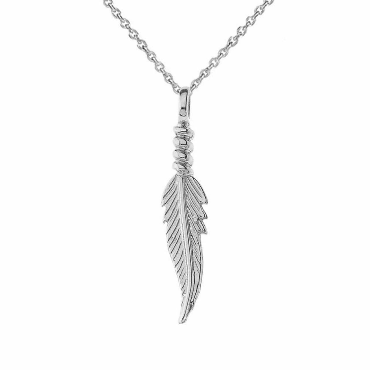 925 Sterling Silver Dainty Feather Pendant Necklace 16", 18" 20", 22"
