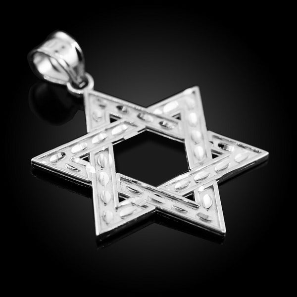925 Sterling Silver Jewish Star of David Charm Pendant Necklace (S) 1-inch