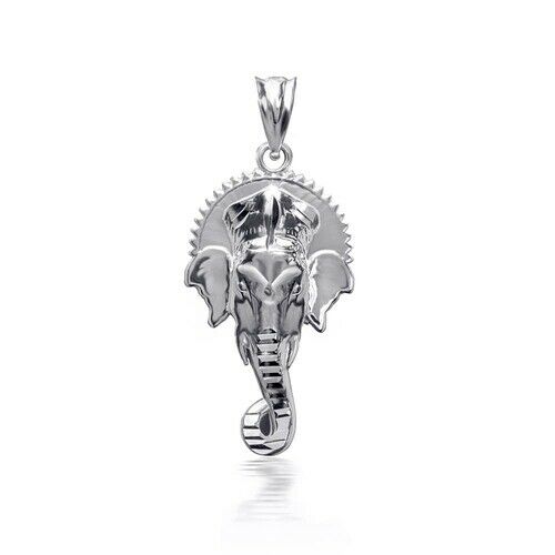 925 Sterling Silver 3D Hindu Elephant God Ganesha Pendant Necklace