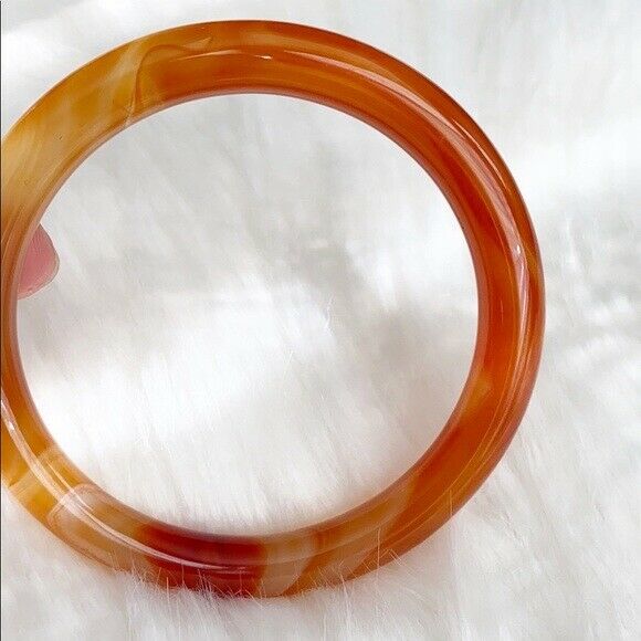 NEW Orange Red White Agate Bangle Inner Diameter 59 mm - Round Shape