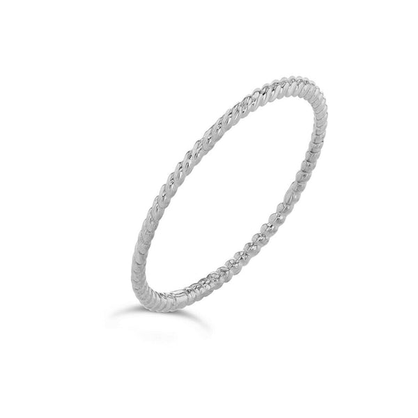 10K Solid White Gold Rope Thin Design Dainty Ring 1mm