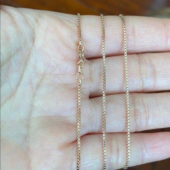 14k Rose Gold Over 925 Sterling Silver Italian Italy BOX CHAIN necklace 1.0 mm