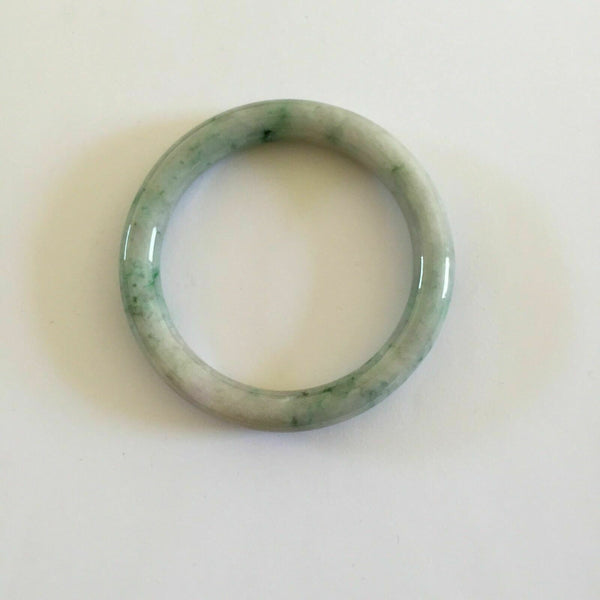 Natural Jadeite Round White Green Jade Bangle Bracelet 52 mm 100% Real Grade A