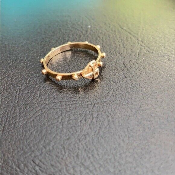 14K Solid Yellow Gold Cross Heart Ring Size 5.5