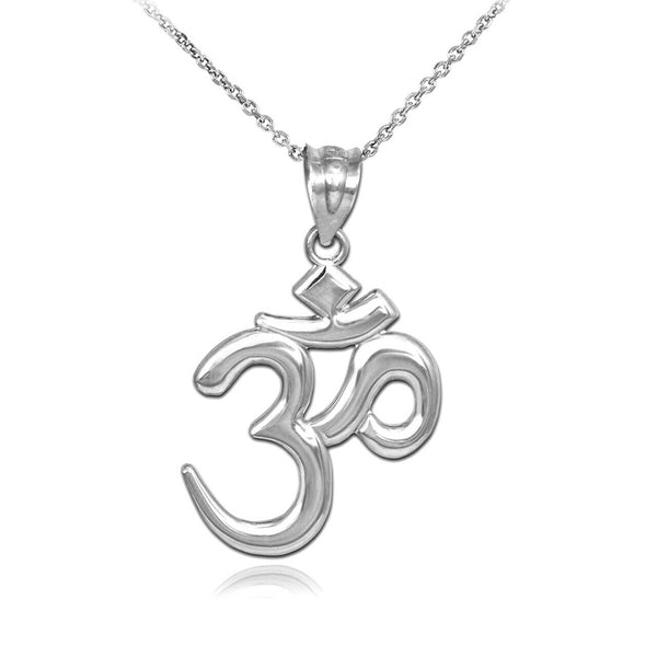 925 Sterling Silver OM (OHM) Symbol Pendant Necklace Made in US