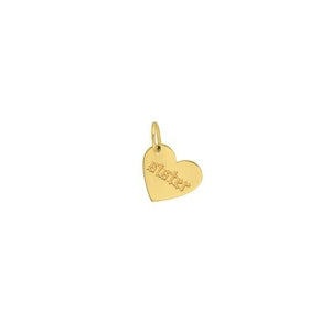 Personalized 14K Solid Yellow Gold Slant Heart Engravable Pendant 13 mm