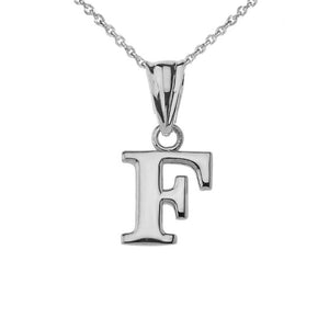 925 Sterling Silver Mini Small Initial Letter F Pendant Necklace 16" 18" 20" 22"