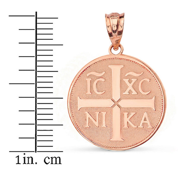 10K Solid Gold Christogram ΙϹ ΧϹ ΝΙΚΑ Jesus Christ Conquers Pendant Necklace
