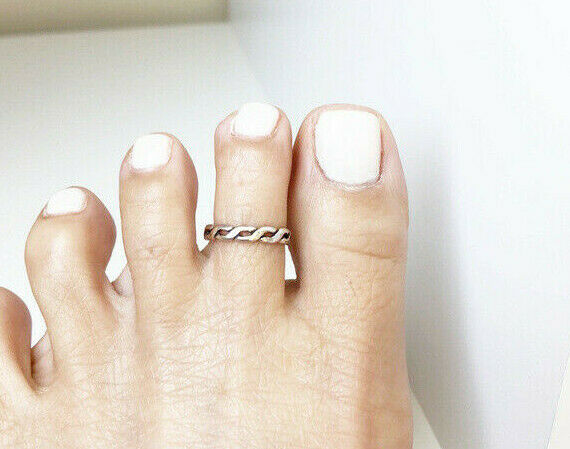 NWT .925 Sterling Silver Open Braided Design Adjustable Toe Ring / Finger Ring