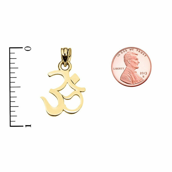 14k Solid Yellow Gold OHM (OM) Ganesh Pendant Necklace