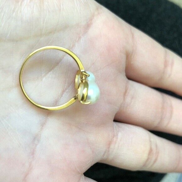 NWOT 14K Yellow Gold Fresh Water Pearl Women/Gril Ring Size 5.5