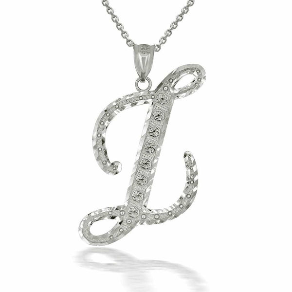 925 Sterling Silver Cursive Initial Letter Z Pendant Necklace