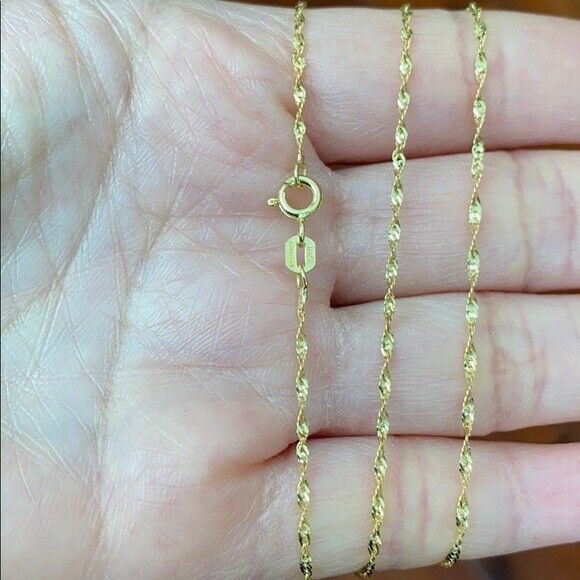 14k Gold Plated Sterling Silver Italy Italian TWISTED SINGAPORE Chain Necklace