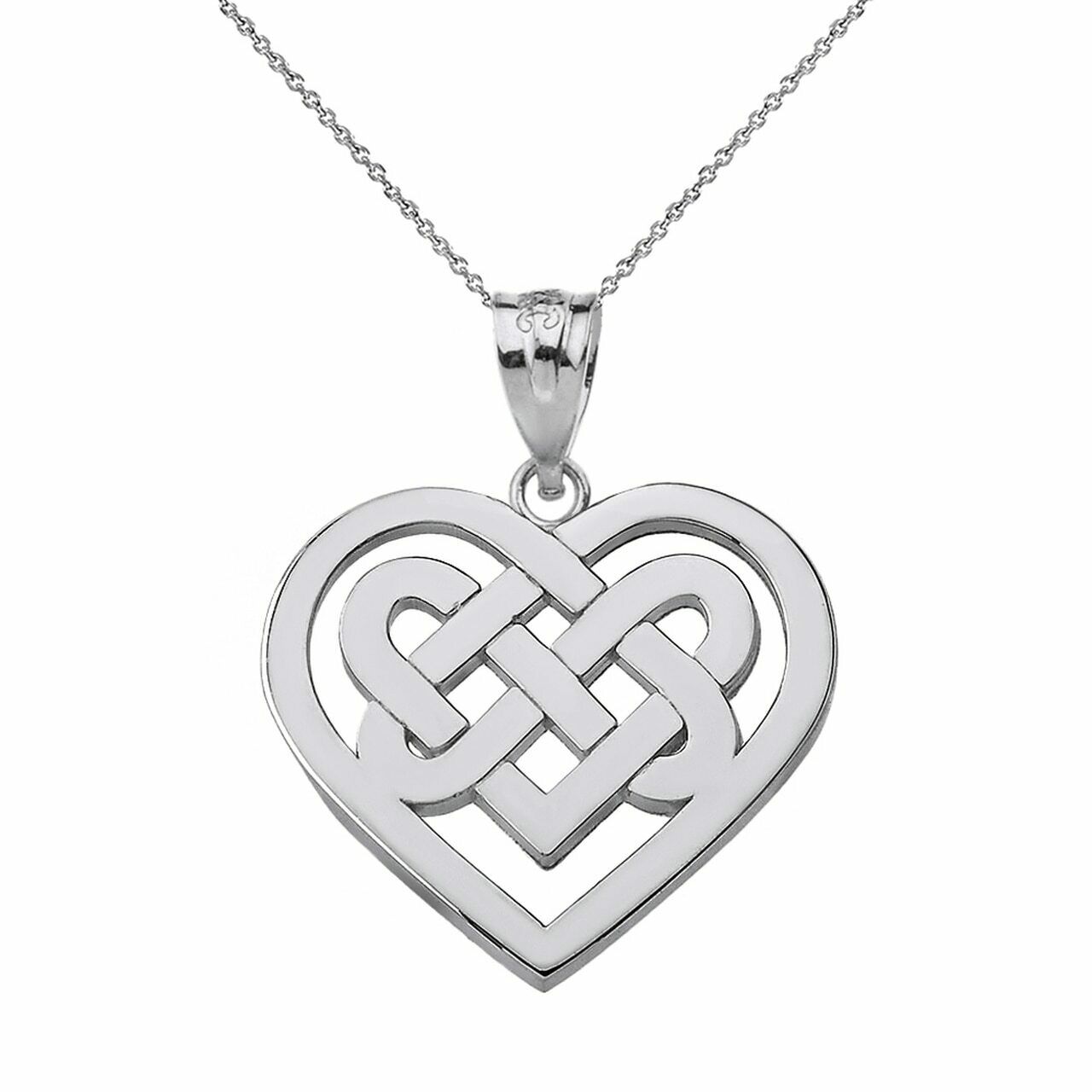 925 Sterling Silver Celtic Knot Woven Heart Pendant Necklace