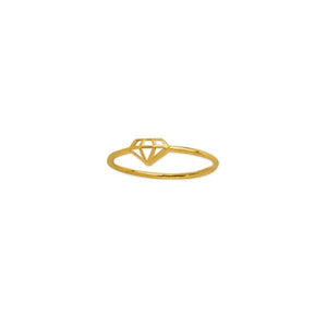 14K Solid Gold Diamond Shape Cut Out Dainty Ring -Yellow Size 6, 7, 8 Minimalist
