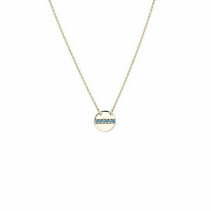 14K Solid Gold Mini Disk / Dics Nano Turquoise Adjustable Necklace 16"-18"