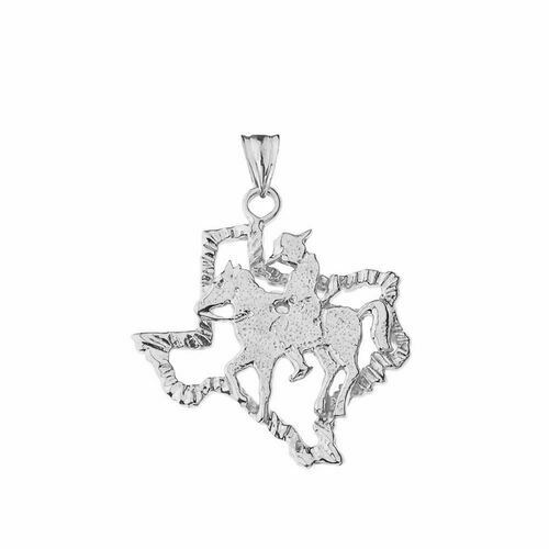 925 Sterling Silver Texas State Cowboy Pendant Necklace