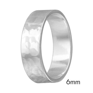 925 Sterling Silver Hand Hammered Wedding Band Flat Unisex Thumb Ring 6MM