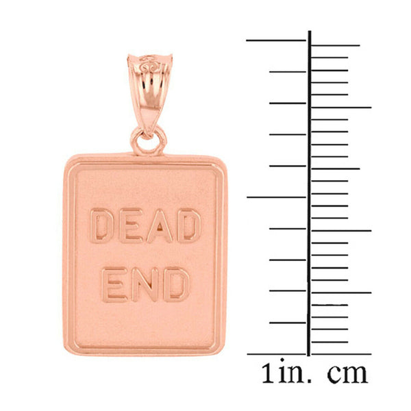 14K Solid Gold Dead End Traffic Sign Pendant Necklace - Yellow, Rose, or White