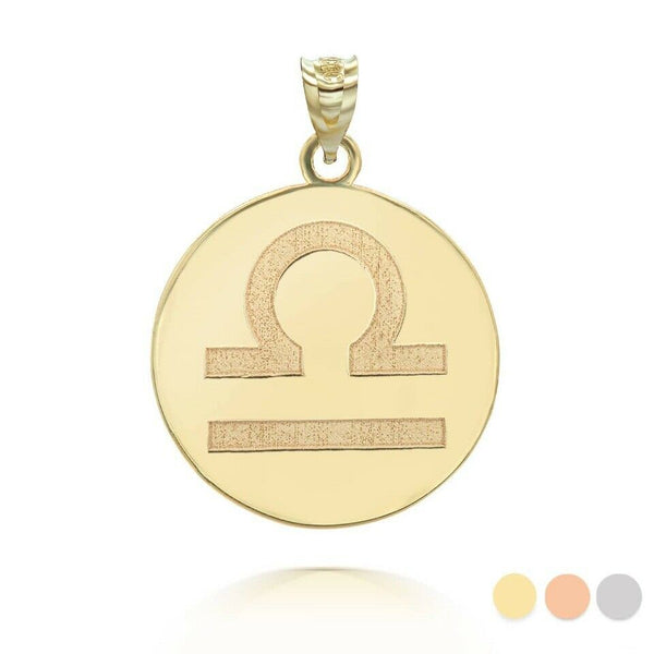 Personalized Name 10k 14k Solid Gold Zodiac Sign Libra Pendant Necklace