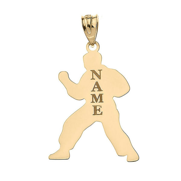 Personalized Name 10k 14k Solid Gold Karate Martial Arts Pendant Necklace