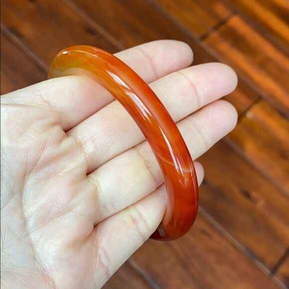 NEW Orange Red White Agate Bangle Inner Diameter 55 mm - Round Shape MN12