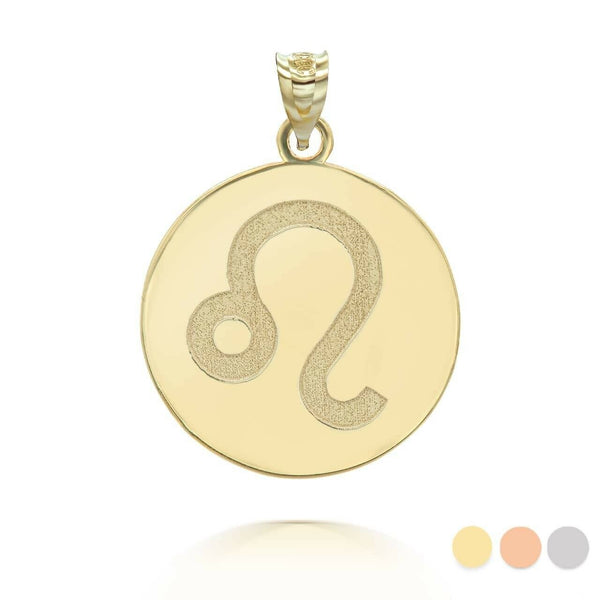 Personalized Name 10k 14k Solid Gold Zodiac Sign Leo Pendant Necklace