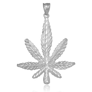 925 Sterling Silver 420 Pot Ganja Weed Cannabis Charm Marijuana Leaf Pendant