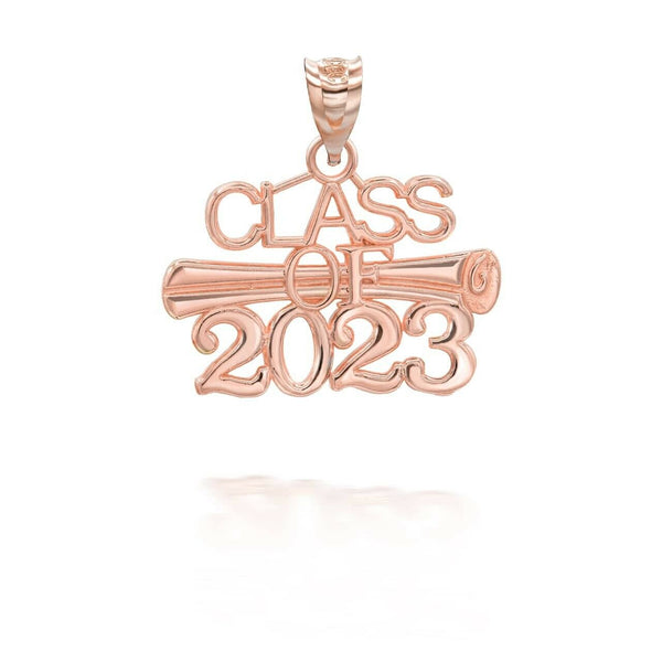 10K Solid Gold Class of 2023 Graduation Diploma Pendant Necklace