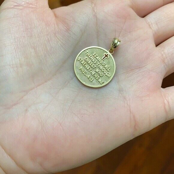 Solid Gold Philippians 4:13 I Can Do All Things Through Christ Pendant Necklace