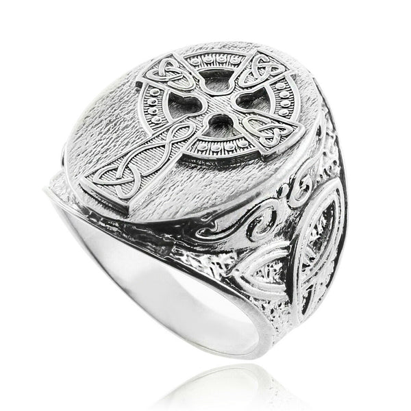 925 Men's 925 Sterling Silver Trinity Triquetra Celtic Cross Ring- All /Any Size