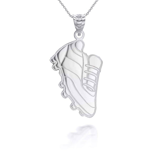 Personalized Engrave Name Silver Football Soccer Cleats Pendant Necklace