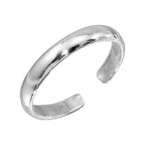 Fin Sterling Silver 925 Plain Rounded Adjustable Toe Ring / Finger