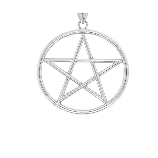 Large 925 Sterling Silver Pentagram Pendant Necklace 16",18", 20", 22"