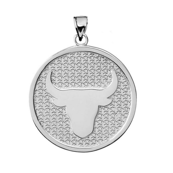 .925 Sterling Silver Zodiac Sign Taurus Disc Pendant Necklace