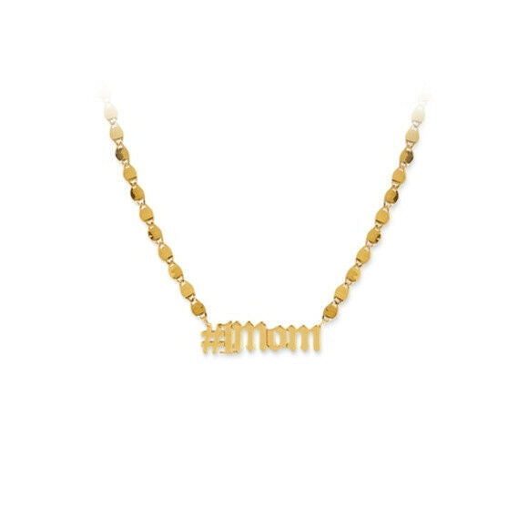 14K Solid Gold Hashtag #1 Mom Chain Necklace - Mother Day Gift