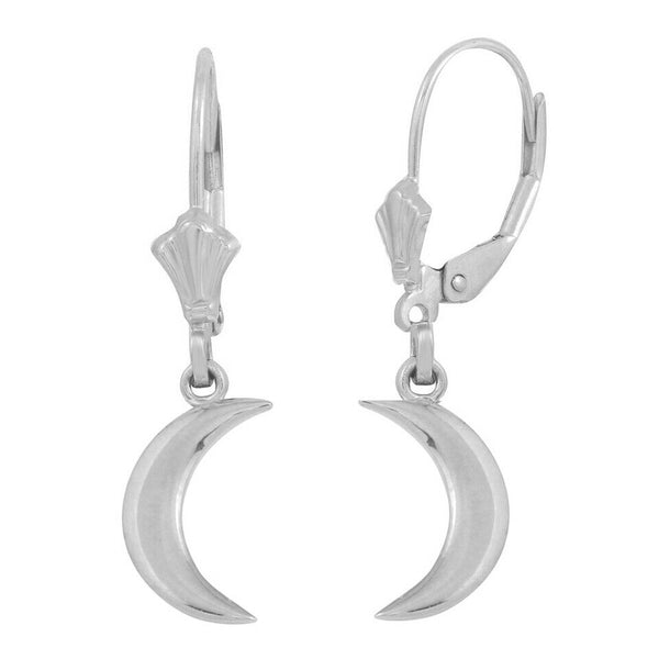 .925 Sterling Silver Crescent Moon Leverback Earrings