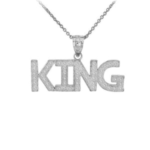 925 Sterling Silver KING Hip Hop Music Bling Pendant Necklace