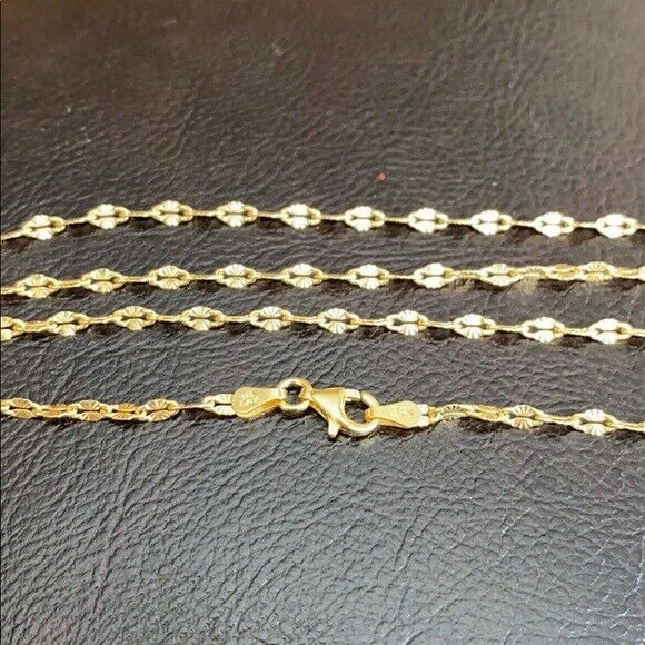 14k Yellow Gold Sterling Silver Italian Italy DC Confetti Chain necklace 2.7 mm