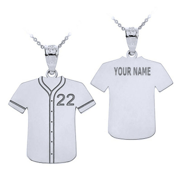 Personalized Engrave Name Number Baseball Jersey Shirt Pendant Necklace
