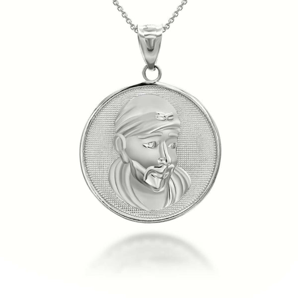 10K Solid Gold Sathya Sai Baba Hindu Guru Coin Pendant Necklace