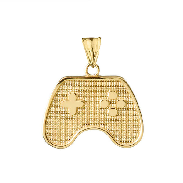 10k Solid Yellow Gold Game Control Pendant Necklace