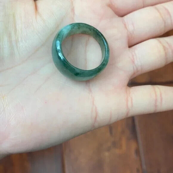 Green Natual Jade Band Ring Big Size 11 - Unisex Width 8-14mm