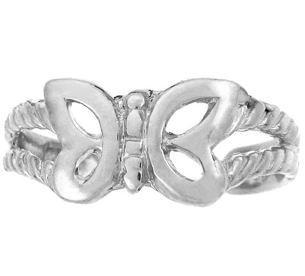 10K or 14K Solid Gold Butterfly Toe Ring Adjustable - Yellow, or White Gold