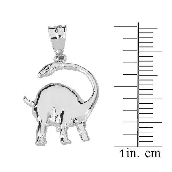 925 Sterling Silver Prehistoric Brachiosaurus Dinosaur Pendant Necklace
