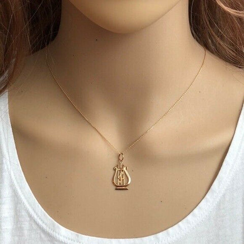 14K Solid Gold Small Music Note Pendant /Charm Dainty Necklace 16", 18"